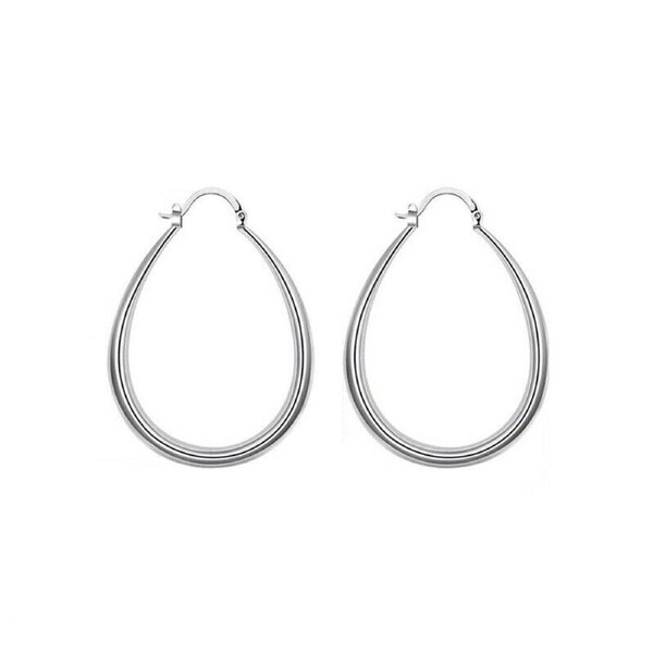 P&P Stunning 925 Sterling Silver Filled Sp Large Oval Hoop Huggie Earrings Au Stock
