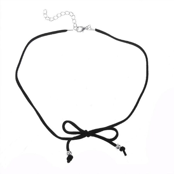 P&P Stylish Black Lace Up Bow Necklace Fashion Jewelry Gift For Women Girl Accessory