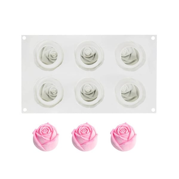 P&P Valentine'S Day Rose Silicone Cake Mold 6 Cavity Diy Chocolate Baking Tray Tool