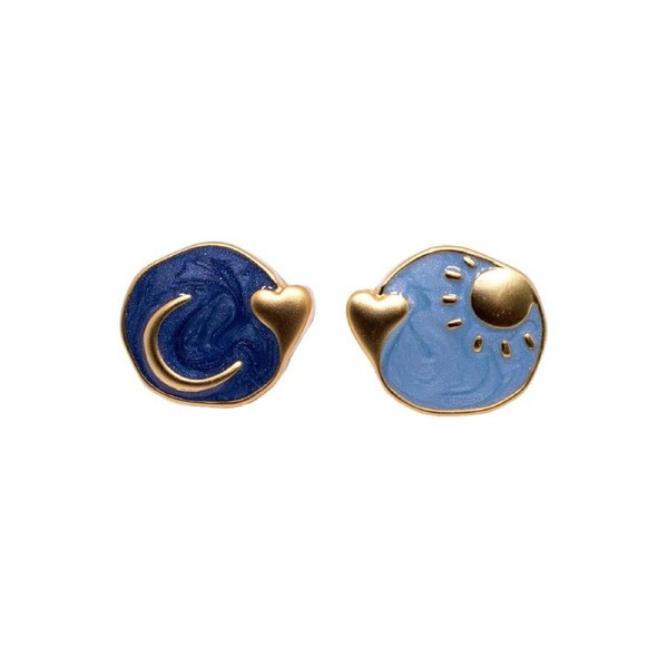 P&P Vintage Earrings Vm300A 6Mm Gold Sun Moon Heart Bohemian Style Jewelry For Women
