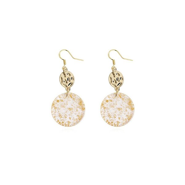 P&P Vintage Chinese Style Acrylic Round Pendant Long Earrings Women Fashion Jewelry