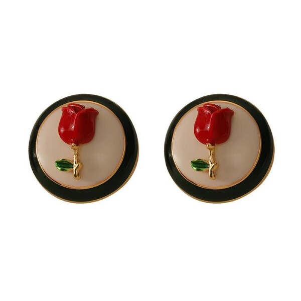 P&P Vintage Rose Flower Stud Earrings Elegant Floral Jewelry For Women Gift Idea Au