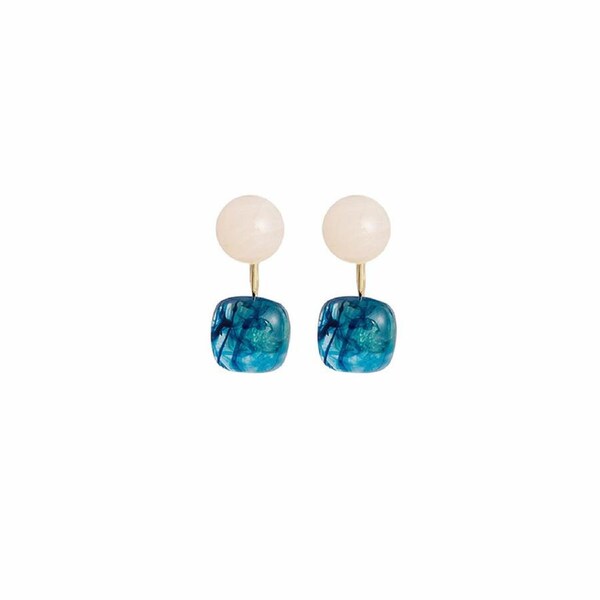 P&P Vintage Small Blueoil Drop Earrings Fashion Jewelry With Silver Needle For Women