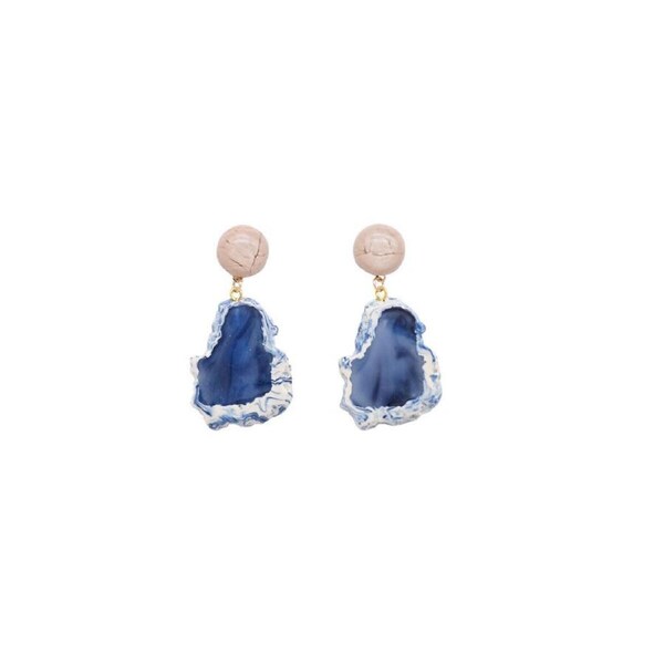 P&P Vintage Style Blue Dangle Earrings For Women Irregular Elegant Fashion Jewelry