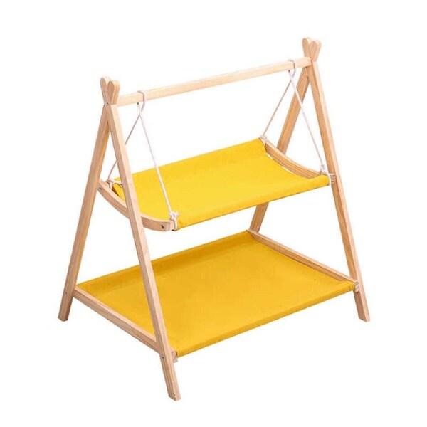 P&P Wooden Cat Hammock Bed Double Layer Removable Washable Pet Swing Basket Nest Au