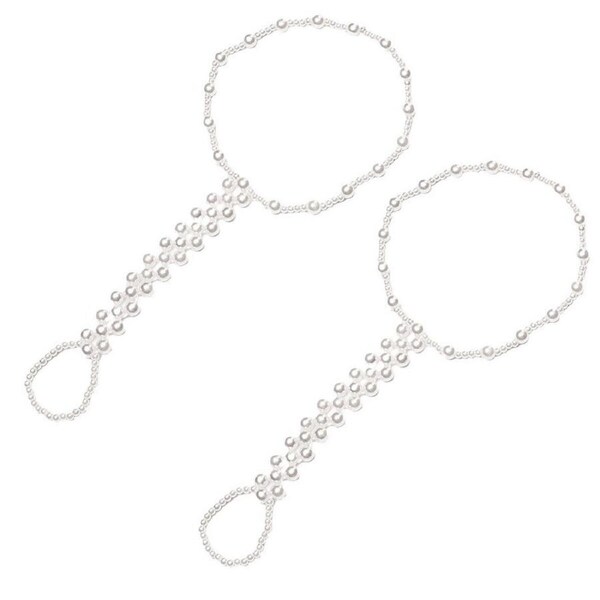 P&P Women Braided Anklet Boho Beach Adjustable Foot Chain Withimitation Pearl Beauty
