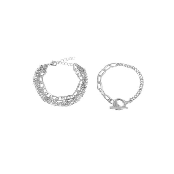 P&P Womens Twist Chain Bracelet Set 2Pc Gold Silver Fashion Jewellery Gift Accessory