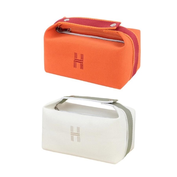 P&P 2Pcs Portable Canvas Cosmetic Bag Travel Wash Organiser Handbags For Women Girls