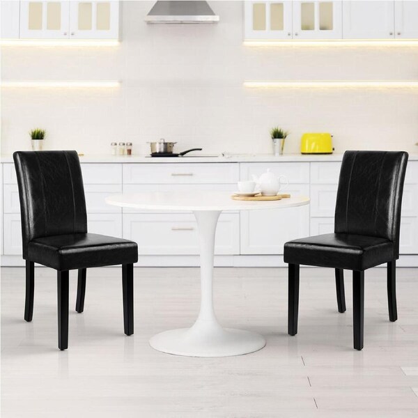 ALFORDSON Set of 2 Dining Chairs Cafe Kitchen PU Leather Black