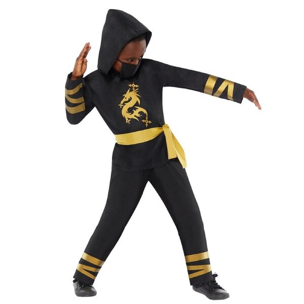 Gold Ninja Childs Costume Size 4-6 Years