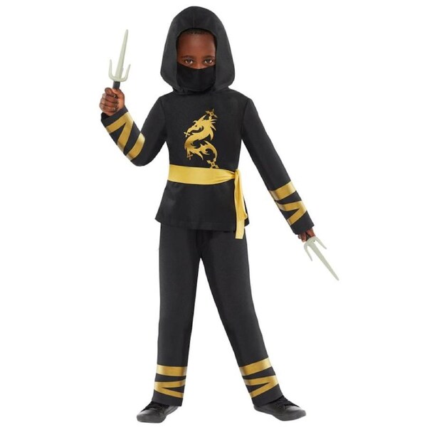 Gold Ninja Childs Costume Size 6-8 Years