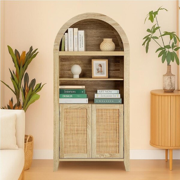 ACA Arched Bookcase Display Shelf Bookshelf Bookshelves Storage Cabinet Stand Rack
