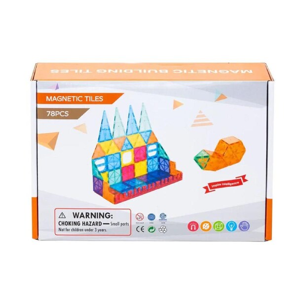 Gem Toys 78 Pcs Durable Building Magnetic Tiles/3D Puzzle w/Storage Bag 3y+