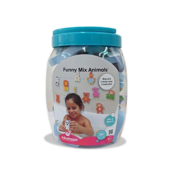 Edushape Tub Fun Funny Mix Animals Jar Soft Foam Bath Toy Kids Toddler 3y+