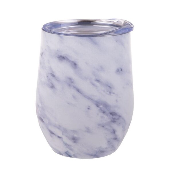 Oasis Stainless Steel Insulated Wine Tumbler Double Walled 330ml White Marble