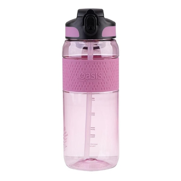 Oasis Tritan Sports Silicone Grip Drink Bottle w/ Sipper 800ml Pink Berry