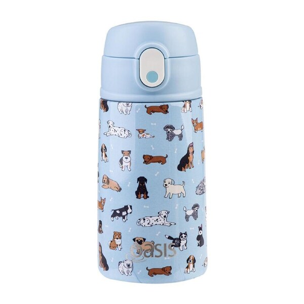 Oasis Stainless Steel Insulated Kids Drink Bottle w/ Straw 400ml Puppy Dogs
