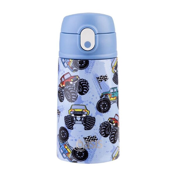 Oasis Stainless Steel Insulated Kids Drink Bottle w/ Straw 400ml Monster Trucks