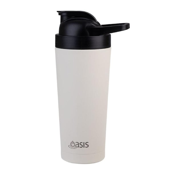 Oasis Stainless Steel Insulated Protein Shaker Double Walled 700ml Alabaster