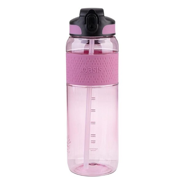 Oasis Tritan Sports Water Drinking Bottle w/ Sipper Straw 1L Pink Berry