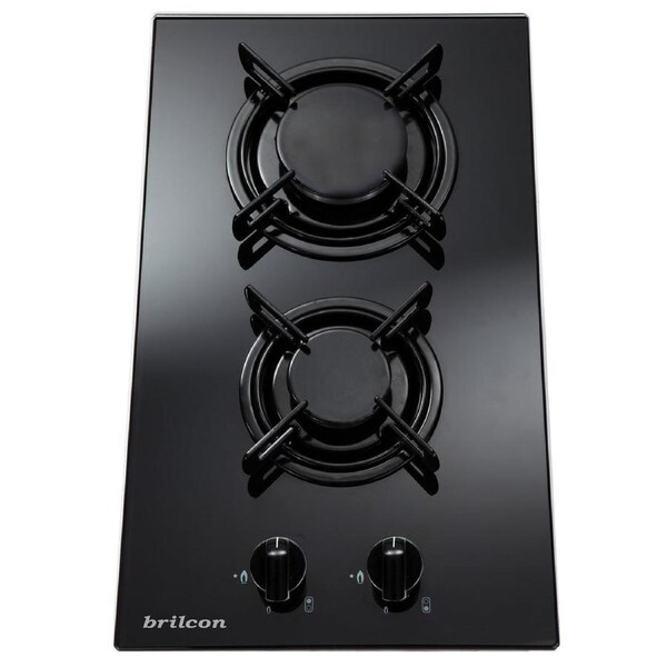 Brilcon 30cm 2 Burner Black Glass Gas Cooktop GAS30GE