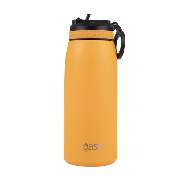Oasis Stainless Steel Double Wall Sports Bottle w/ Sipper 780ml Neon Orange
