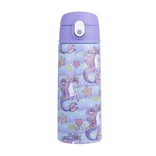 Oasis Stainless Steel Insulated Kids Drink Bottle w/Straw 550ml Mermaid Unicorns