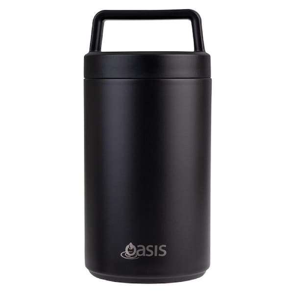 Oasis Stainless Steel Double Wall Insulated Food Flask w/ Handle 700ml Black