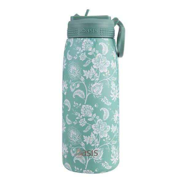 Oasis Stainless Steel Insulated Sports Bottle w/ Sipper 780ml Green Paisley