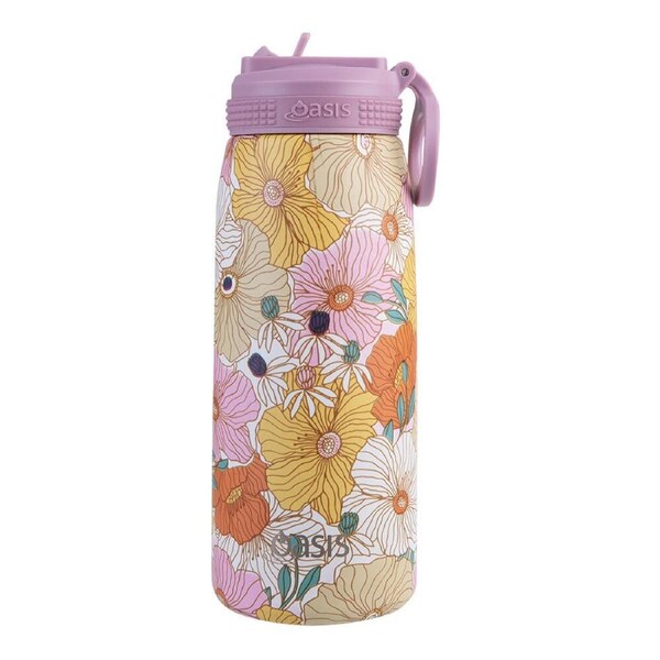Oasis Stainless Steel Insulated Sports Bottle w/ Sipper 780ml Retro Floral
