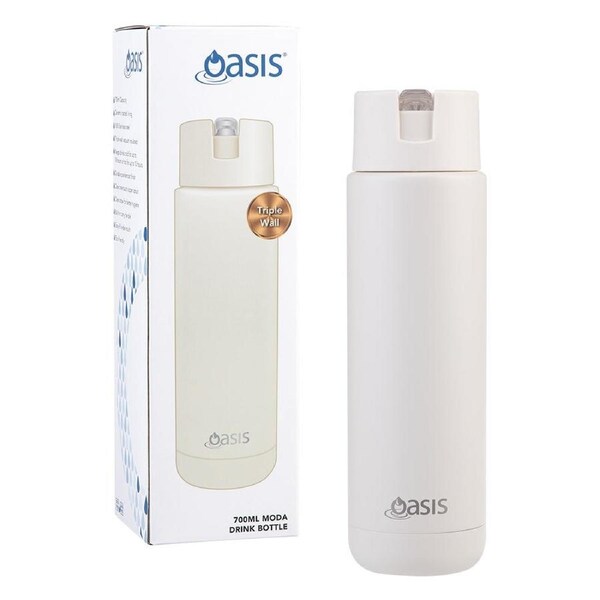 Oasis Ceramic Lined Stainless Steel Insulated Moda Drink Bottle 700ml Alabaster