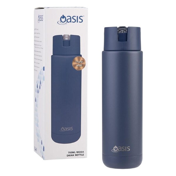 Oasis Ceramic Lined Stainless Steel Insulated Moda Drink Bottle 700ml Indigo