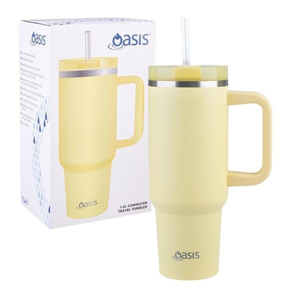Oasis Stainless Steel Double Walled Commuter Travel Tumbler 1.2L Daffodil