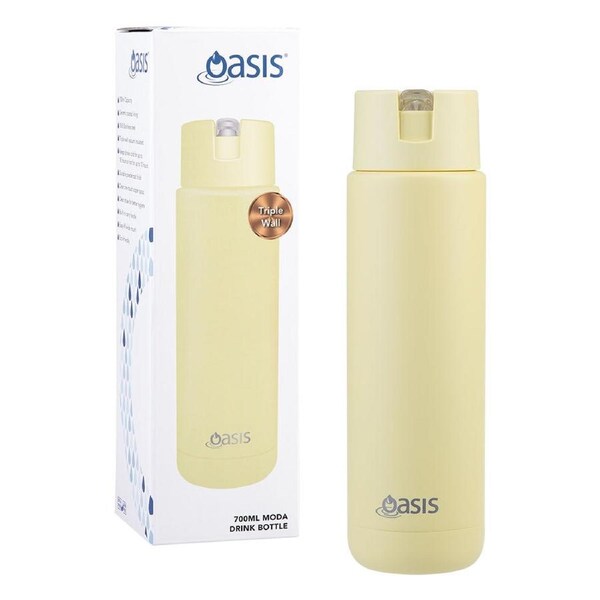 Oasis Ceramic Lined Stainless Steel Insulated Moda Drink Bottle 700ml Daffodil