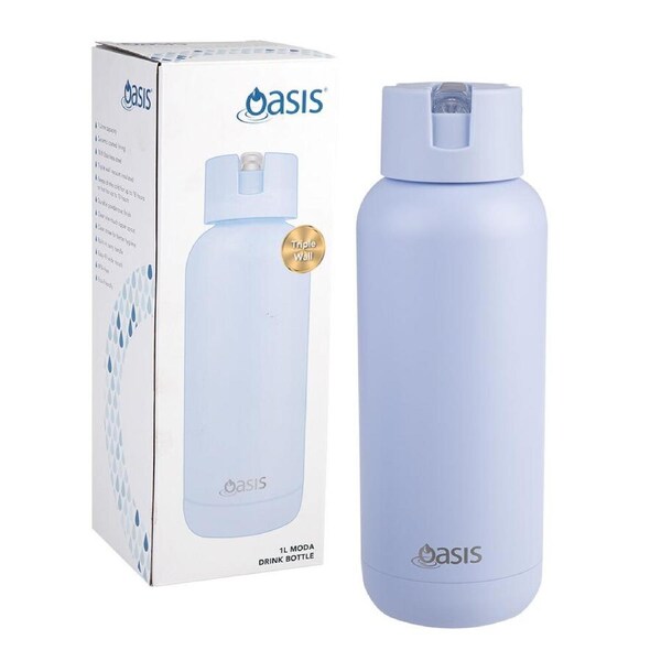 Oasis Ceramic Lined Stainless Steel Insulated Moda Drink Bottle 1L Periwinkle