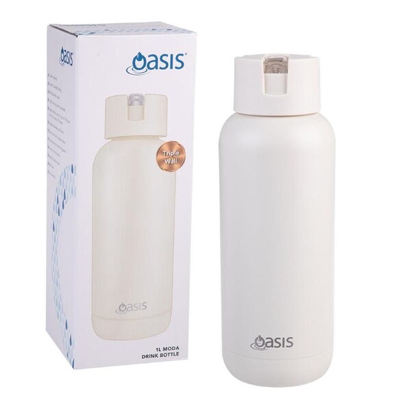 Oasis Ceramic Lined Stainless Steel Insulated Moda Drink Bottle 1L Alabaster