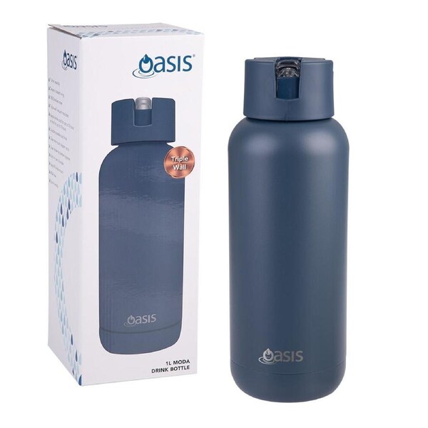 Oasis Ceramic Lined Stainless Steel Insulated Moda Drink Bottle 1L Indigo