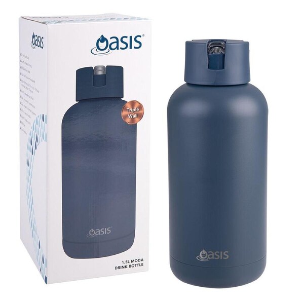 Oasis Ceramic Lined Stainless Steel Insulated Moda Drink Bottle 1.5L Indigo