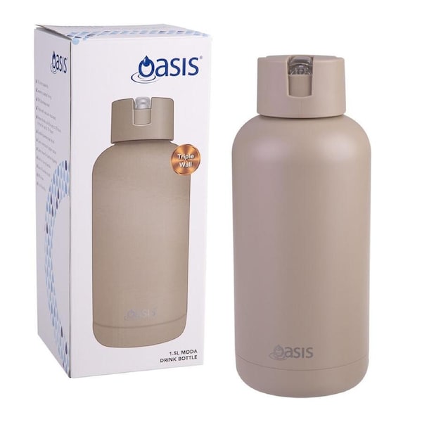 Oasis Ceramic Lined Stainless Steel Insulated Moda Drink Bottle 1.5L Latte