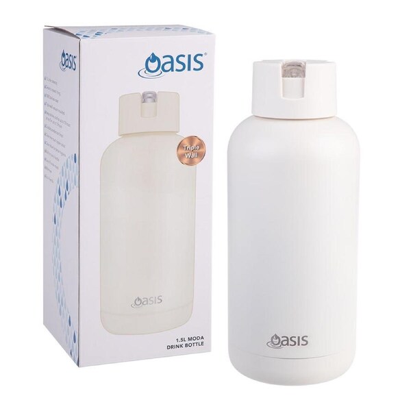 Oasis Ceramic Lined Stainless Steel Insulated Moda Drink Bottle 1.5L Alabaster