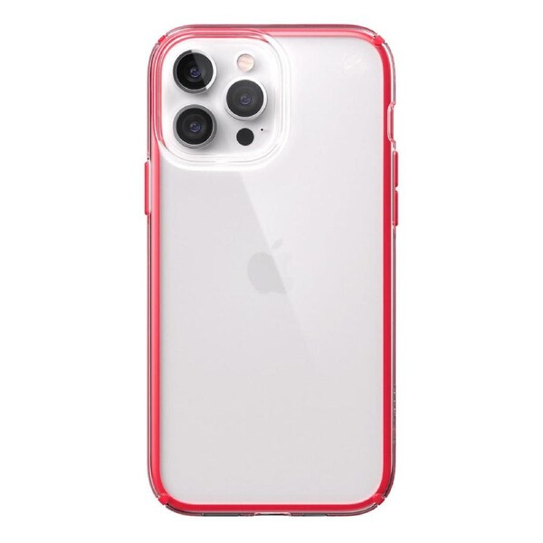 Speck Presidio Perfect Clear Impact Geometry Case For iPhone 13 Standard 6.1 - Red