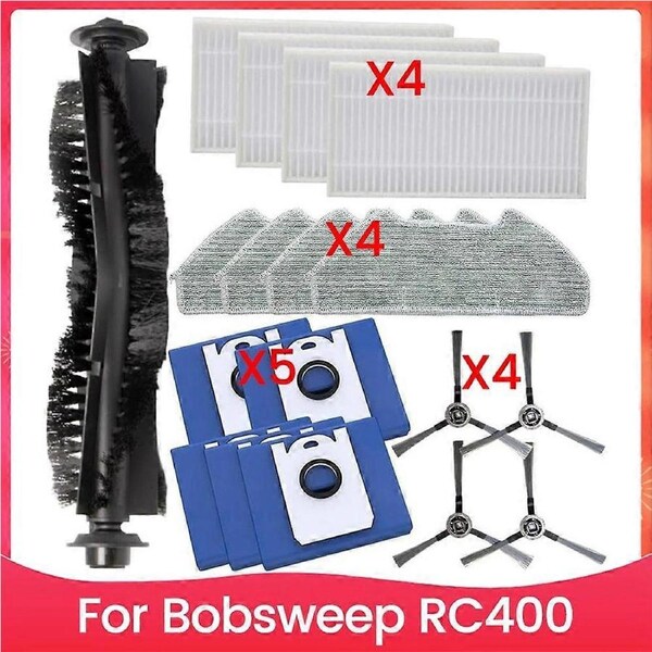 18PCS Vacuum Cleaner Brush Dust Bag Filter and Mop Cloth Set for Bobsweep RC400 Vacuum Cleaner Replacement Parts