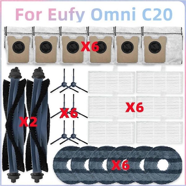 For Omni C20 Vacuum Parts Main Roller Side Brush Hepa Filter Mop Cloth Dust Bags Accessories