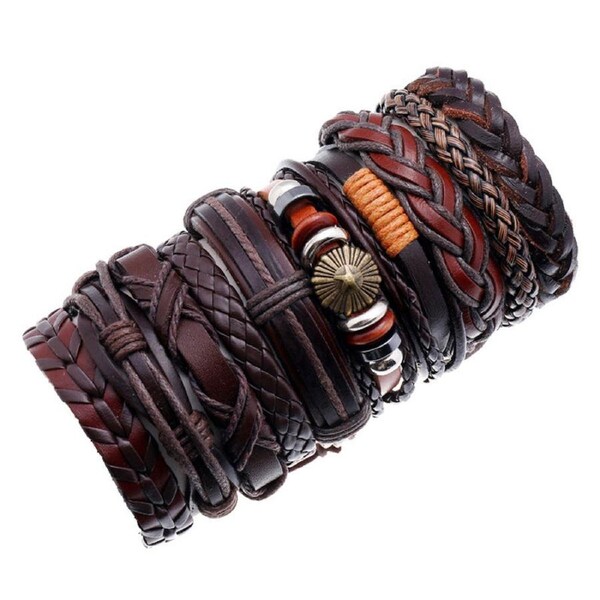 Men's Retro Combination Suit Cattle Leather Simple Bracelets