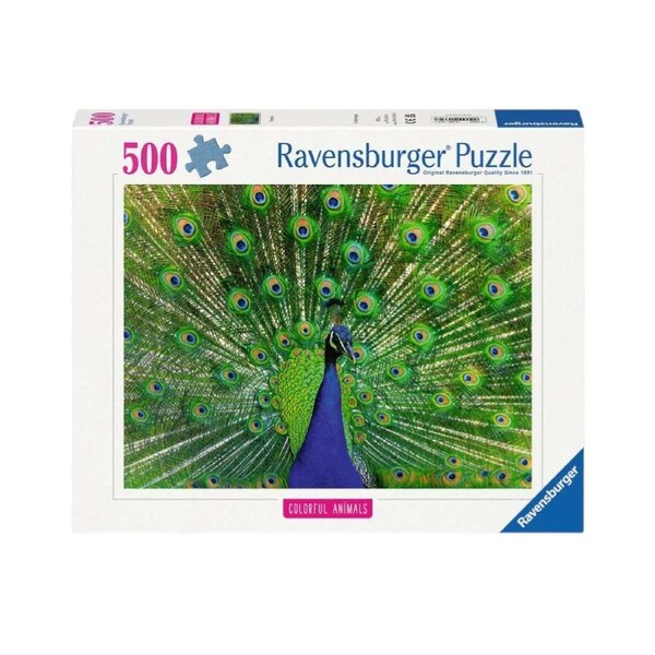 Ravensburger Colourful Animals Peacock 500 Piece Jigsaw Puzzle
