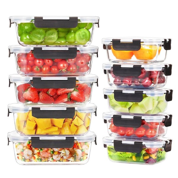 ZUNI Glass Food Container 10 Packs Airtight Meal Pre Storage