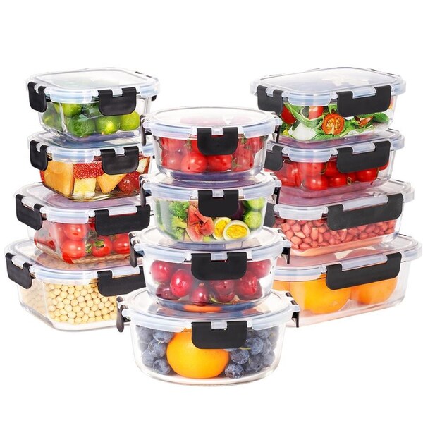 ZUNI Glass Food Container with Lid 12 Packs Airtight Meal Pre Storage
