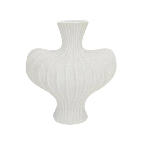P&P White Nordic Resin Flower Vase with Boho Wabi-Sabi Textured Artistic Design
