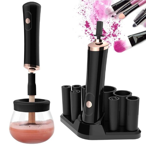 Makeup Brush Cleaner Machine -Fast Electric Makeup Brush Cleaner and Dryer with 8 Size Rubber Collars - Suit for Most Makeup Brush Sizes