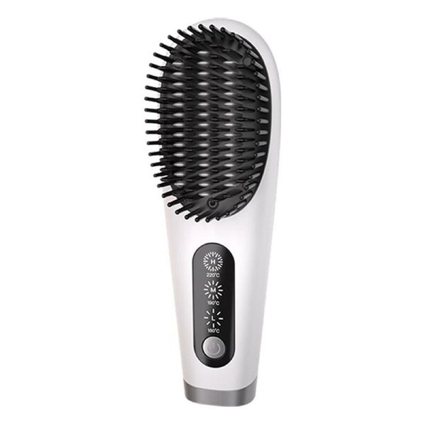 Portable Hot Brush Hair Straightener, USB Rechargeable Mini Hair Straightening Brush for Traveling, Cordless Hair Comb
